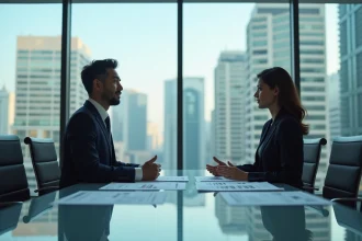 Dirigeants d'affaires internationaux dans une salle de réunion moderne