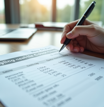 Personne calcule son salaire sur papier dans un bureau moderne