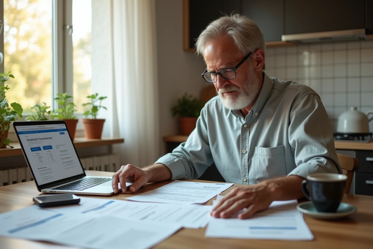 Homme comparant plusieurs contrats d'assurance à domicile pour regrouper ses assurances chez MAAF