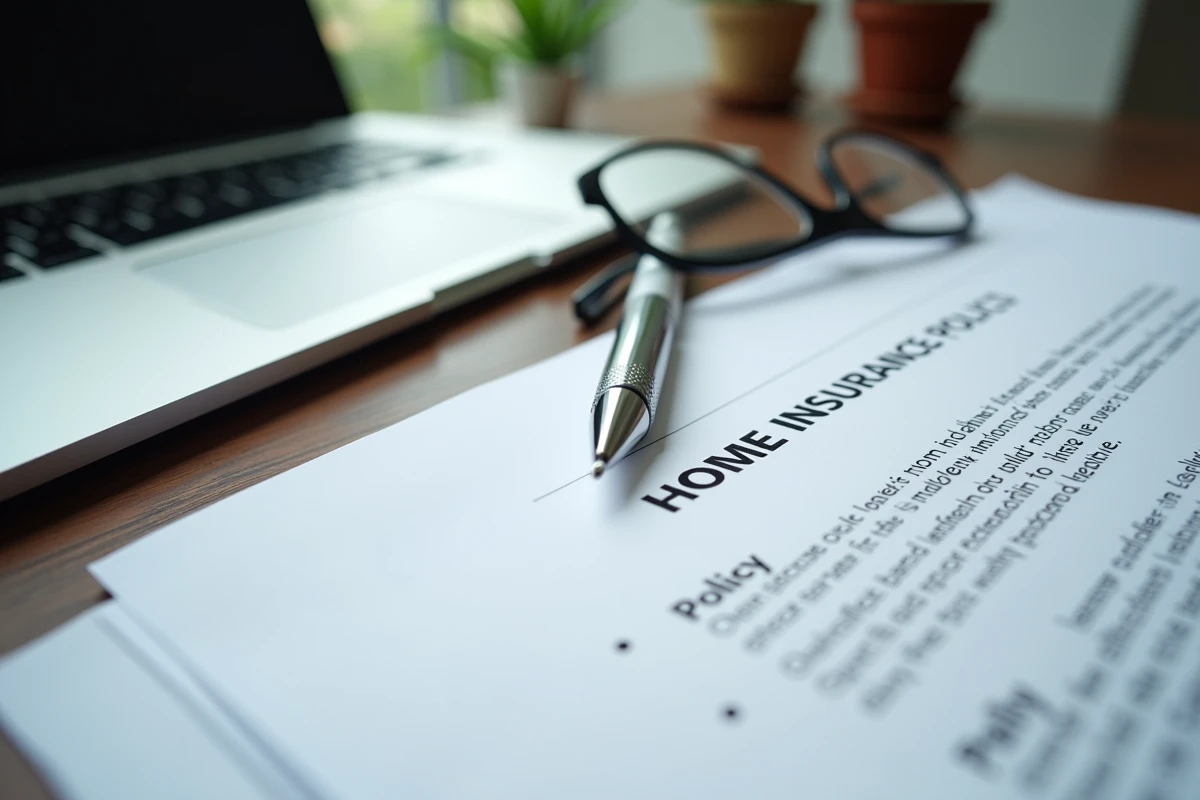 Gros plan d'un contrat d'assurance habitation Pacifica sur un bureau avec stylo et lunettes