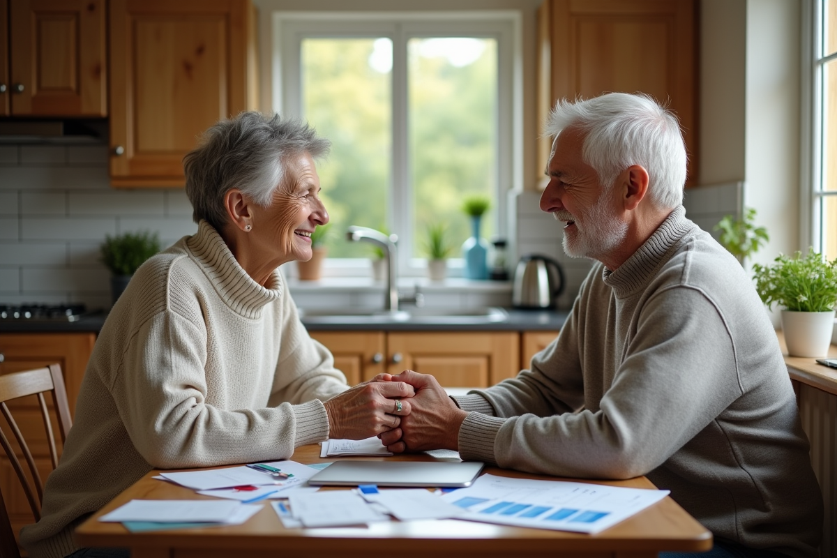 Couple retraité discutant de leurs factures à la maison