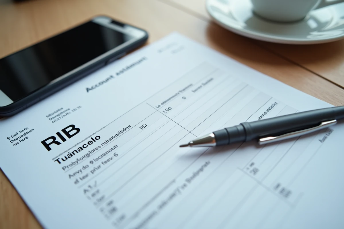 Document RIB bancaire français et smartphone avec authentification à deux facteurs pour sécuriser un changement de coordonnées