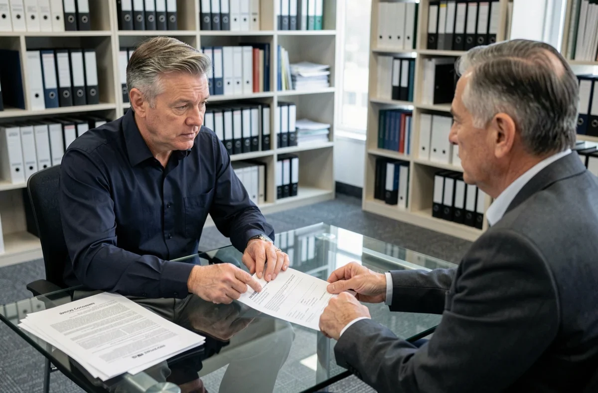 Expert-comptable expliquant les justificatifs fiscaux à un propriétaire LMNP dans un cabinet comptable