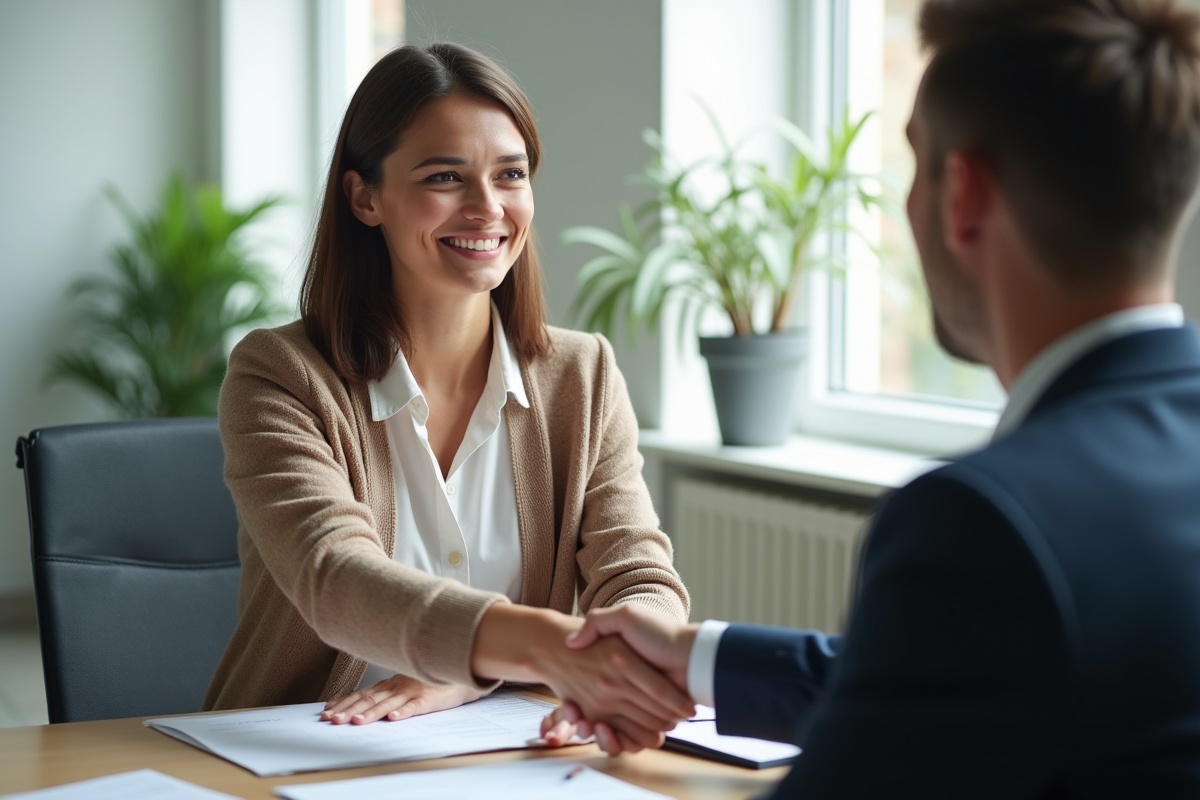 Jeune femme souriante lors d