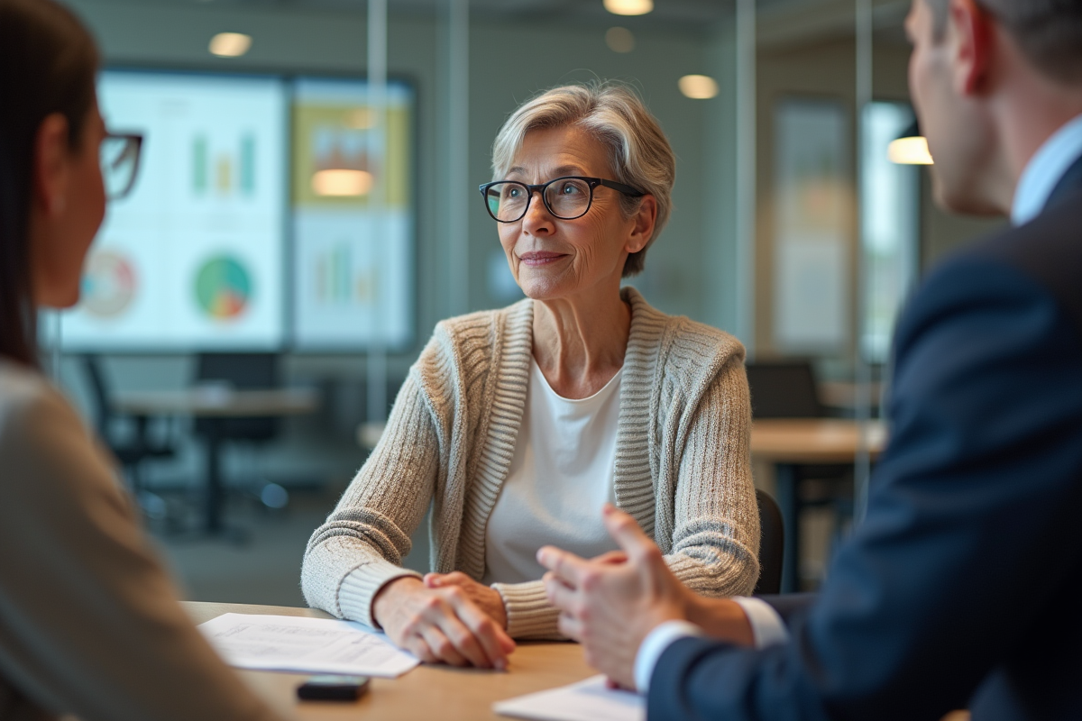 Femme en discussion avec un conseiller en retraite