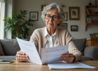 Assurance vie : Fonctionnement en cas de décès, explications et conseils Femme senior lisant des documents d'assurance à la maison
