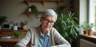 Revalorisation de retraite : comment procéder efficacement ? Femme senior lisant des papiers dans sa cuisine chaleureuse