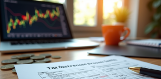 Formulaire fiscal français sur un bureau moderne avec crypto et euros
