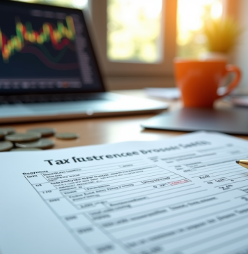 Formulaire fiscal français sur un bureau moderne avec crypto et euros