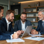 Assurances pour entreprises : comparatif et conseils pour choisir la meilleure formule en 2025 Groupe de professionnels en réunion dans un bureau moderne