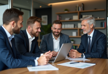 Assurances pour entreprises : comparatif et conseils pour choisir la meilleure formule en 2025 Groupe de professionnels en réunion dans un bureau moderne