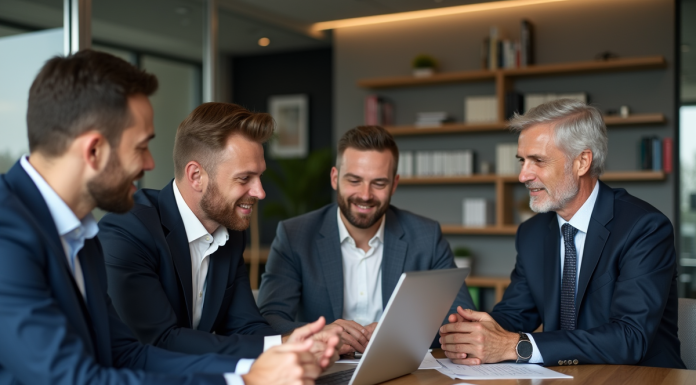 Assurances pour entreprises : comparatif et conseils pour choisir la meilleure formule en 2025 Groupe de professionnels en réunion dans un bureau moderne