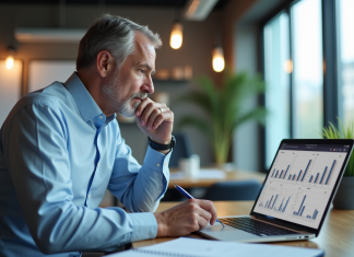 Investissement immobilier : comprendre l’analyse financière en profondeur Homme d'affaires analysant des graphiques sur son ordinateur