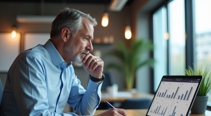 Investissement immobilier : comprendre l’analyse financière en profondeur Homme d'affaires analysant des graphiques sur son ordinateur