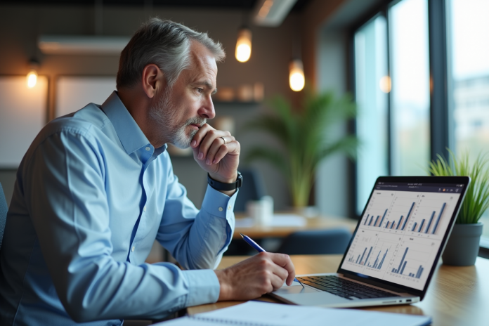 homme-affaires-analysant-graphes Homme d'affaires analysant des graphiques sur son ordinateur
