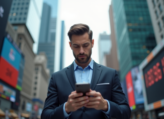 Bull Run 2025 : date de cet événement clé à anticiper Homme d'affaires en costume vérifiant la bourse sur smartphone