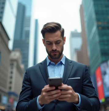 Bull Run 2025 : date de cet événement clé à anticiper Homme d'affaires en costume vérifiant la bourse sur smartphone