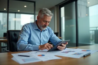 Homme d'affaires en réunion dans un bureau moderne