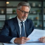 Homme d affaires en costume bleu dans un bureau professionnel