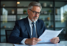 Homme d affaires en costume bleu dans un bureau professionnel