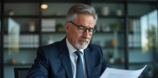 Homme d affaires en costume bleu dans un bureau professionnel