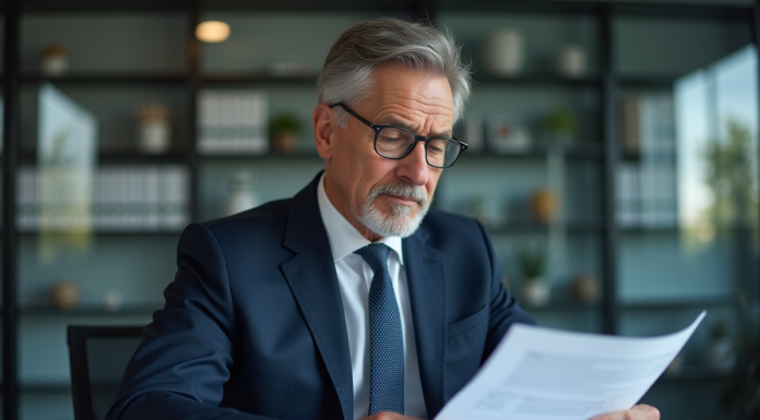 Homme d affaires en costume bleu dans un bureau professionnel