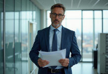 Assurance la plus chère en France : comparatif et tarifs 2025 Homme d'affaires français en costume bleu dans un bureau moderne