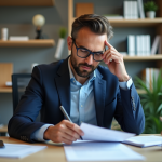 Les arcanes du prix Piwi : ce qu’il faut savoir avant d’acheter Homme en costume navy examine un certificat Piwi dans un bureau moderne