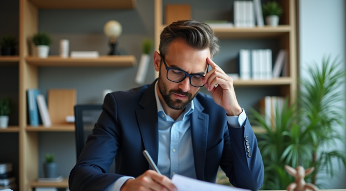 Les arcanes du prix Piwi : ce qu’il faut savoir avant d’acheter Homme en costume navy examine un certificat Piwi dans un bureau moderne