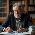 Eddy Mitchell et le monde de la finance : un focus sur sa situation financière Homme d'affaires français âgé dans son bureau élégant