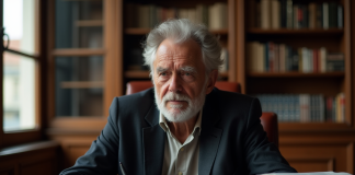 Homme d'affaires français âgé dans son bureau élégant