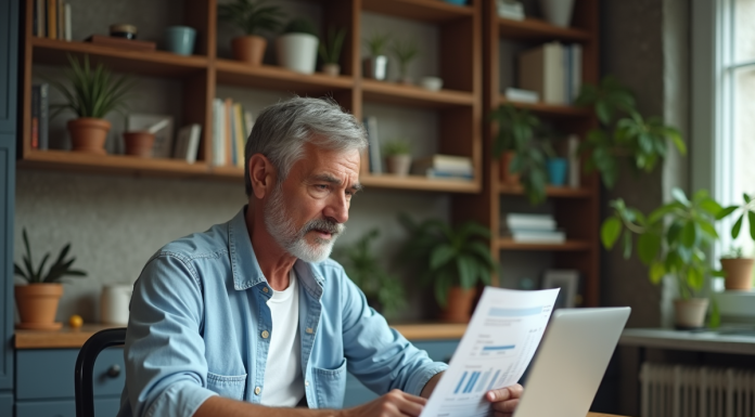 Prêt avec mauvais crédit : les solutions à explorer pour obtenir un financement Homme d'âge moyen examinant des documents financiers à la maison