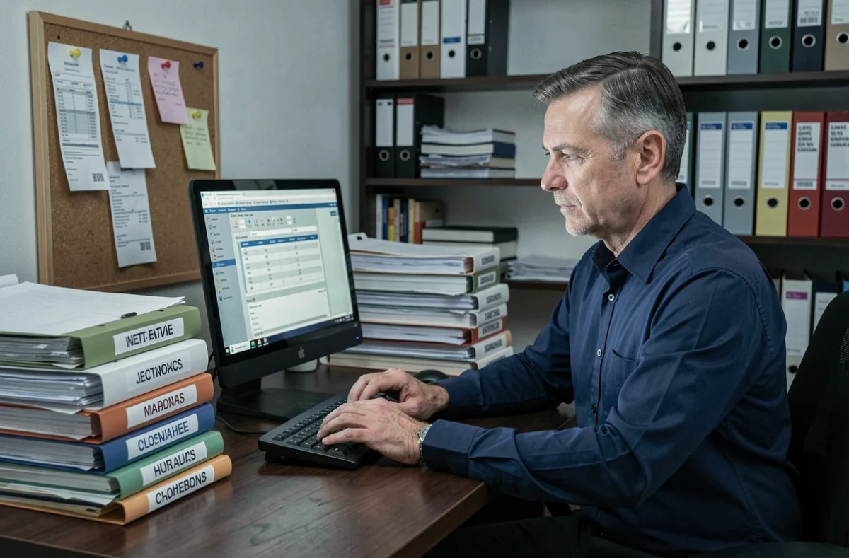 Homme saisissant des revenus dans un logiciel fiscal pour le calcul du plafond des APL