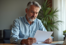 Retirer de l’argent PEA : procédure simple et étapes à suivre Homme d'âge moyen vérifiant documents PEA dans un bureau moderne