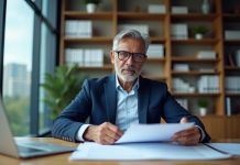 Manager financier en réunion dans un bureau moderne