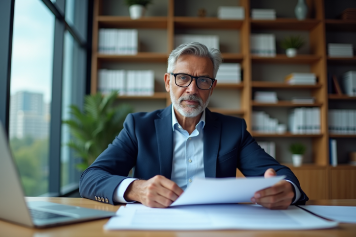 Manager financier en réunion dans un bureau moderne