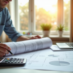 Personne étudiant plans et documents pour la construction