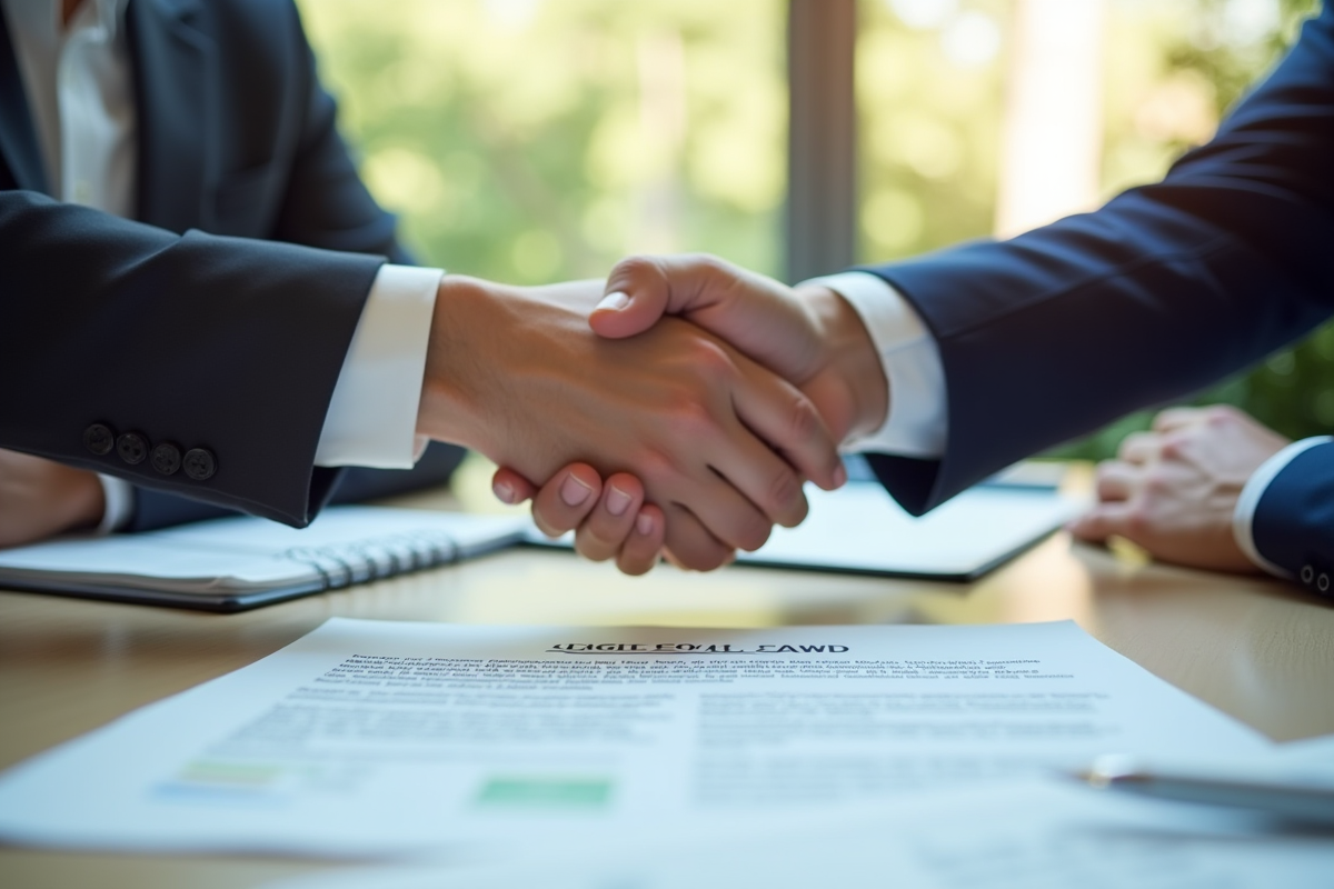 Poignée de main entre professionnel et conseiller bancaire