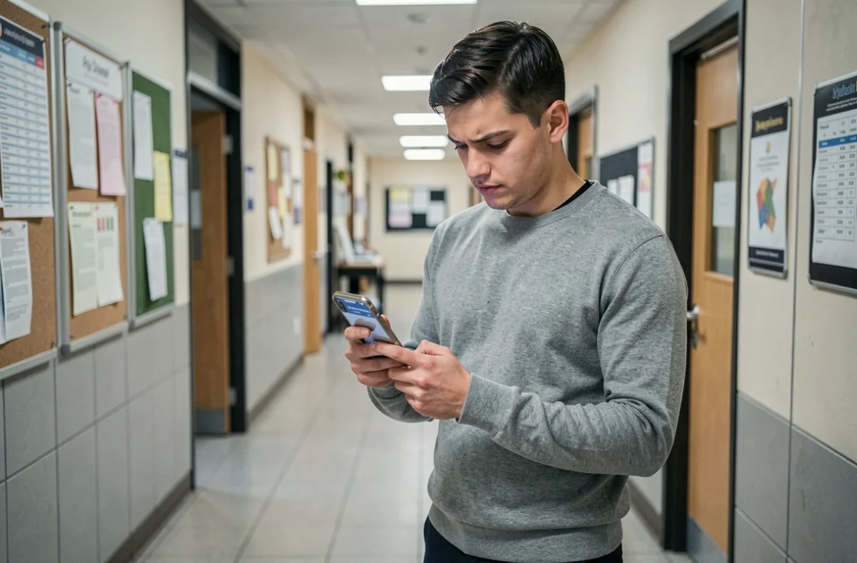 Professeur contractuel vérifiant le calendrier de versement des salaires 2026 sur son téléphone